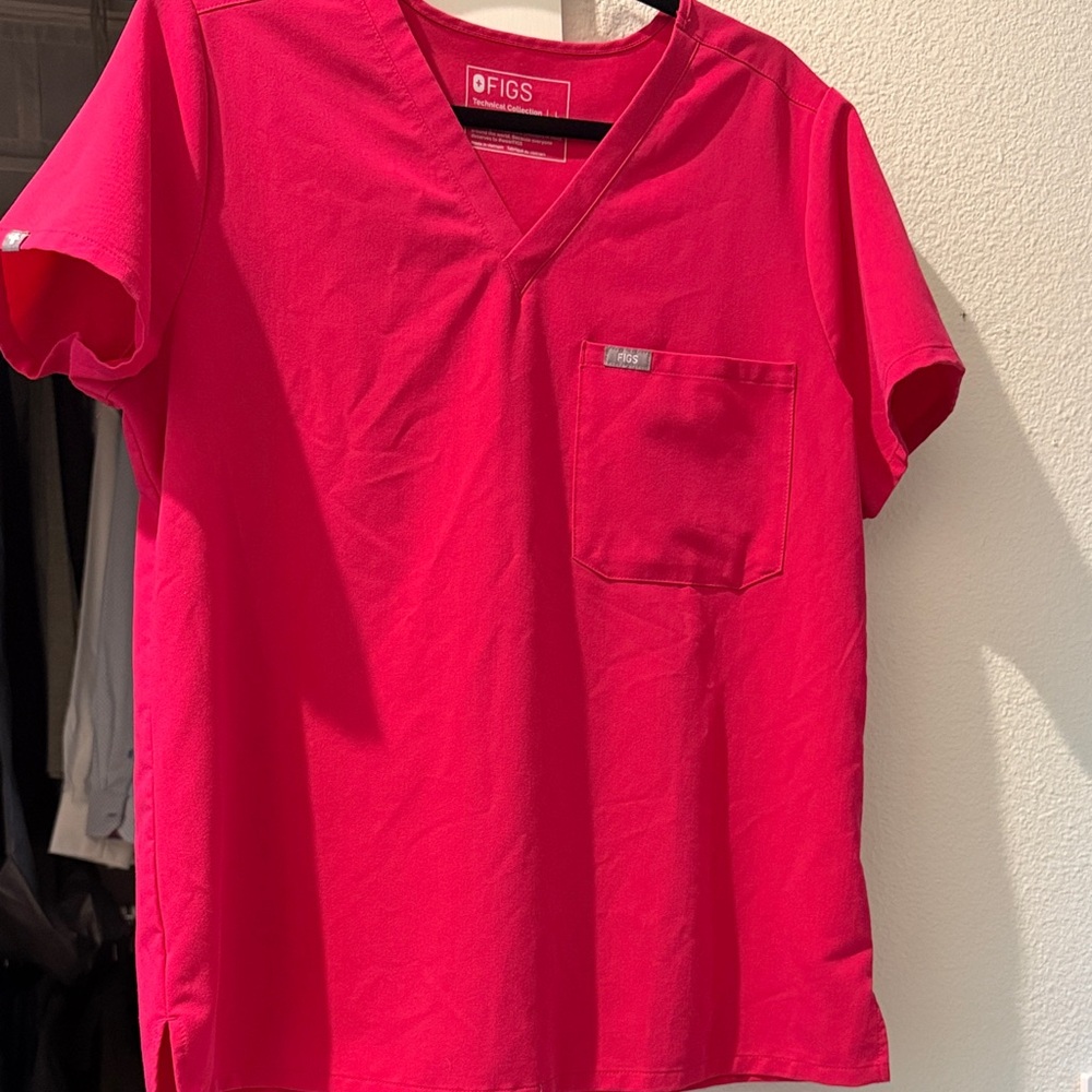 Figs Bright Pink Short Sleeve scrub top